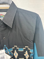New Men’s Cumberland Blue Black Long Sleeve Pearl Snap Large X-2