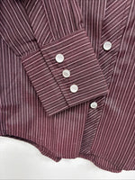 New Kids White Horse Purple Stripe Long Sleeve Pearl Snap Medium DD-73 