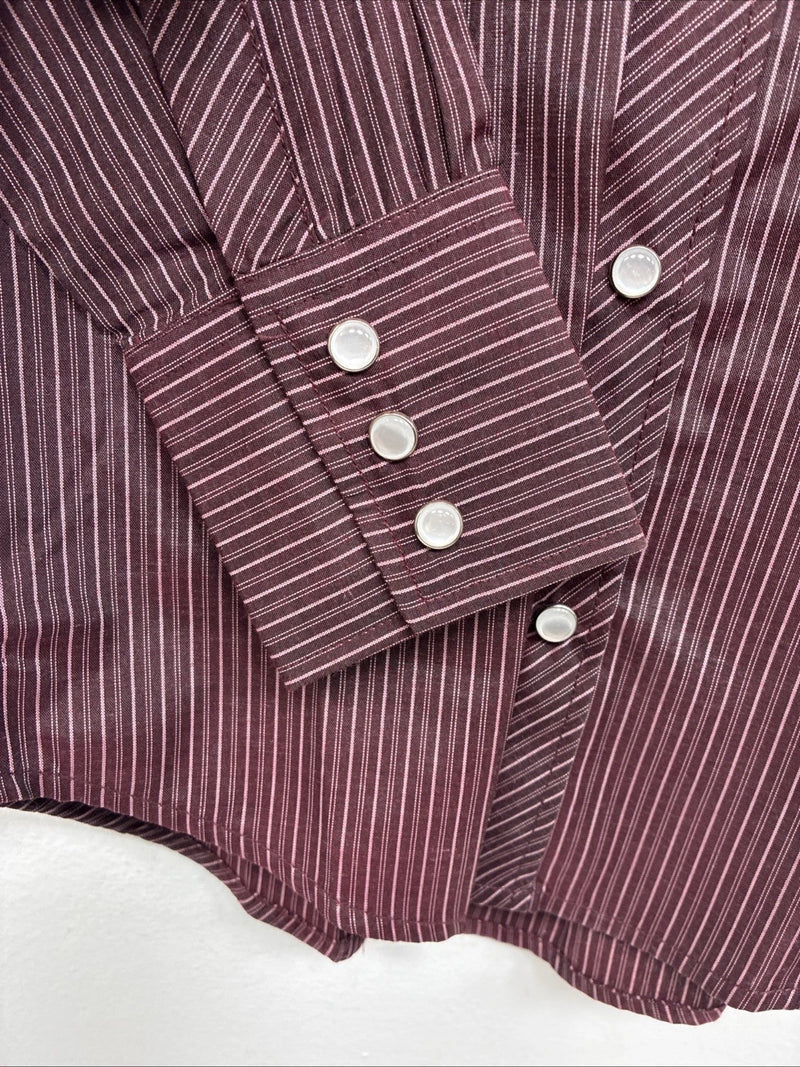 New Kids White Horse Purple Stripe Long Sleeve Pearl Snap Medium DD-73 