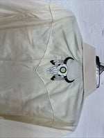 New Men’s White Horse Yellow Bull Design Long Sleeve Pearl Snap Large CC-33