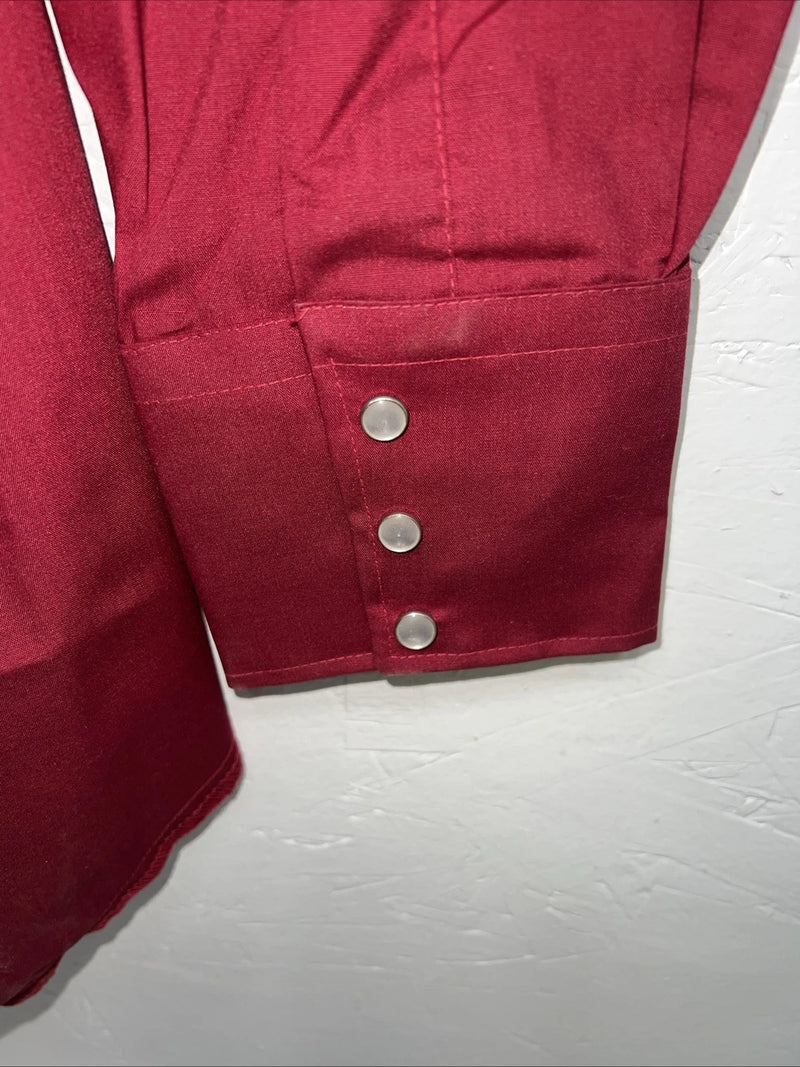 New Men’s Karman Western Wear Red Long Sleeve Pearl Snap 15 X 33 Medium A-187