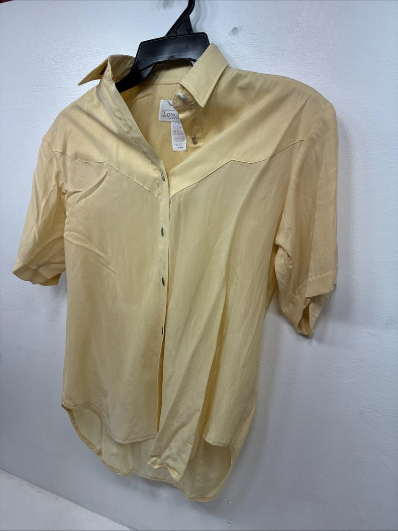 New Women’s Longhorn Yellow Short Sleeve Button Up Padded Shirt X-Small LL-71