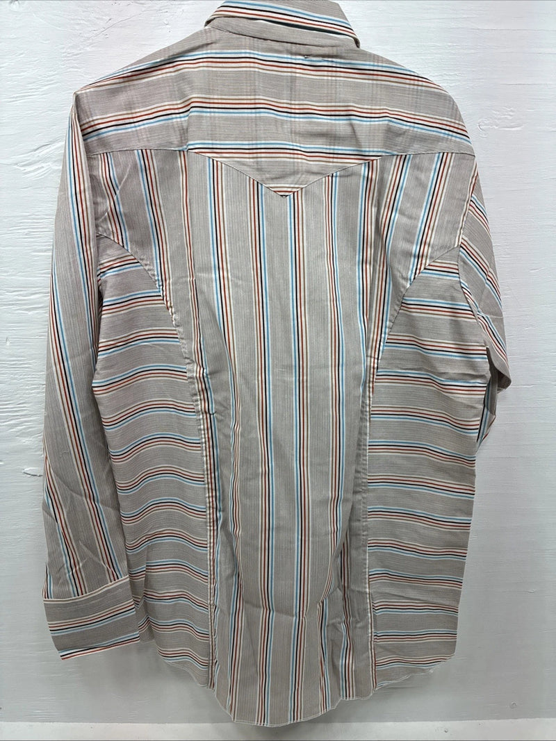 New Men’s Tem Tex Multicolor Stripe Long Sleeve Pearl Snap 16.5 X 34 Large R-18