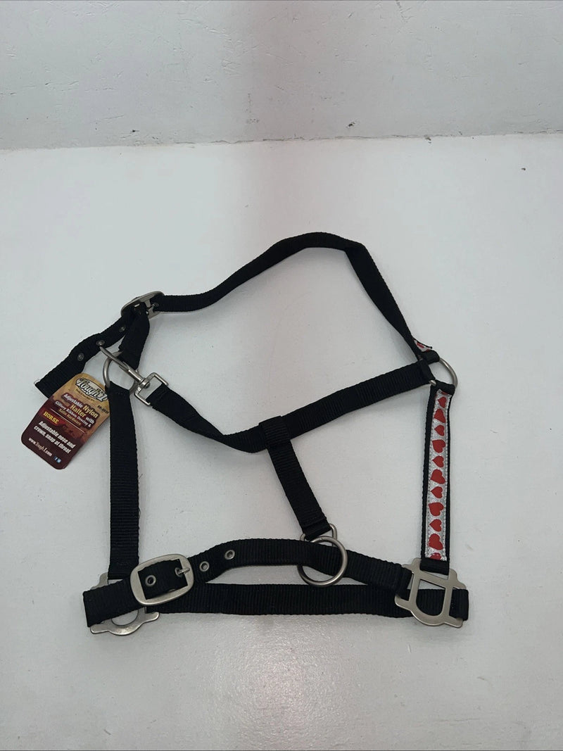 New Tough 1 Black Nylon Halter With Red Hearts Full #50-2031 3C-11