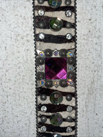 New Black And White Genuine Leather Nocona Rainbow Bling M Belt #N1330999 Z-27