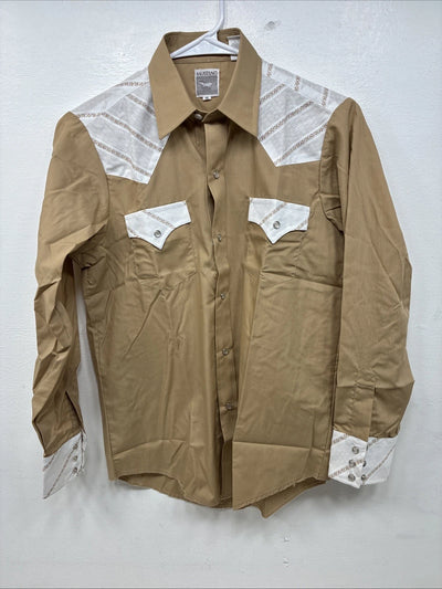 New Women’s Mustang Brown Designed Long Sleeve Pearl Snap Size 16 TT-89