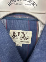 New Men’s ELY Cattleman Purple Stripe Western Long Sleeve Pearl Snap XL R-56