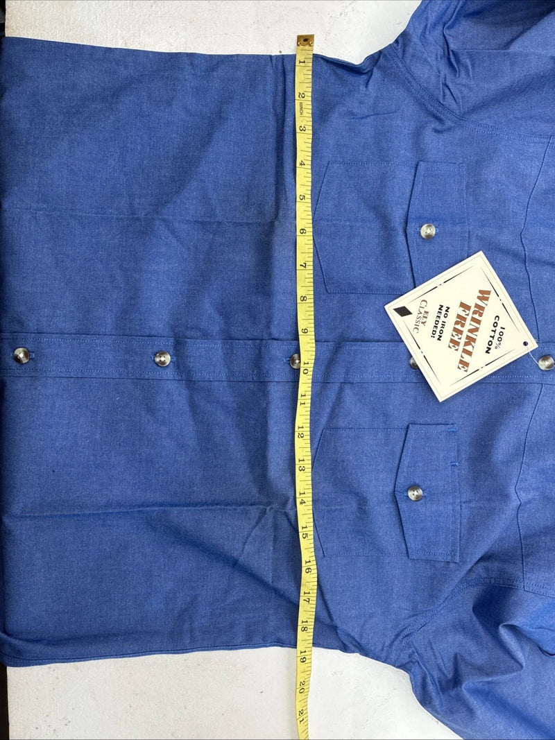 New Women’s ELY Classic Blue Long Sleeve Button Up Size Large YY-26
