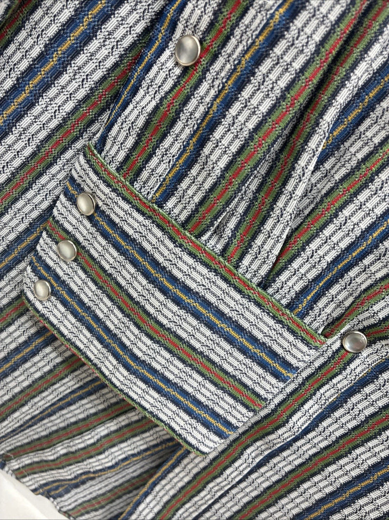 New Men’s RocketMount multicolor Stripe Long Sleeve Pearl Snap XL M-61