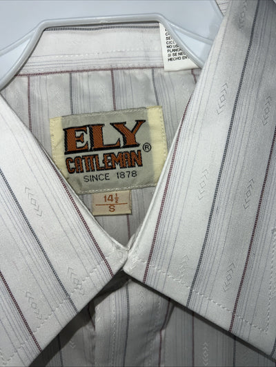 New Men’s White Pearl Snap ELY Cattleman Short Sleeve Western Shirt. Small A-172