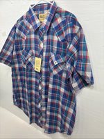 New Men’s ELY Cattleman Multicolor Plaid Short Sleeve Pearl Snap XL Short T-30
