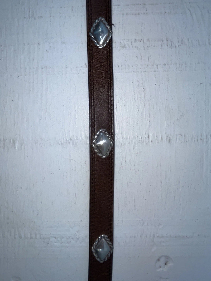 New Brown Genuine Leather Nocona Silver Pendent 30” Belt #3216215 NN-31