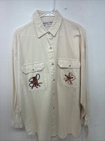 New Women’s Rochelle Forest Yellow Design Long Sleeve Button Up Medium MM-64