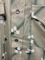 New Men’s ELY Plains Tan Green Floral Long Sleeve Pearl Snap 14.5 Small X-111