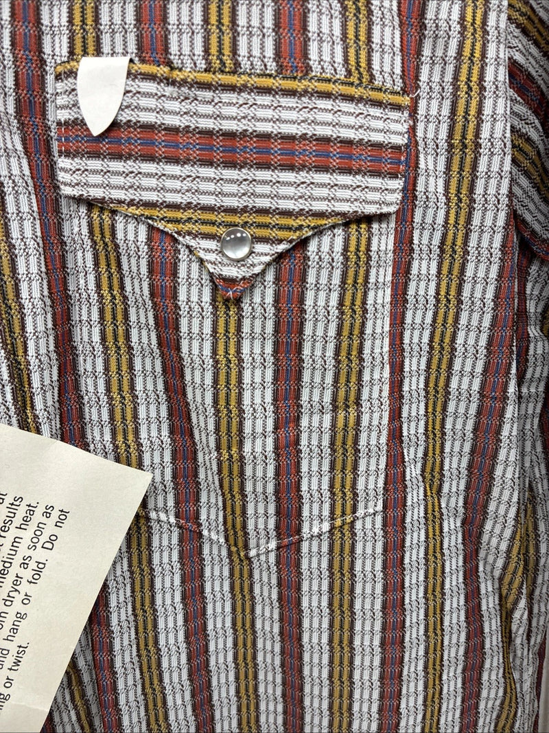 New Men’s Rockmount Multicolor Stripe Long Sleeve Pearl Snap Small AA-108