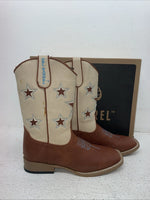 New Youth Brown DBL Barrel Cowboy Boots. 4471402 5.5 5 1/2. 2-87