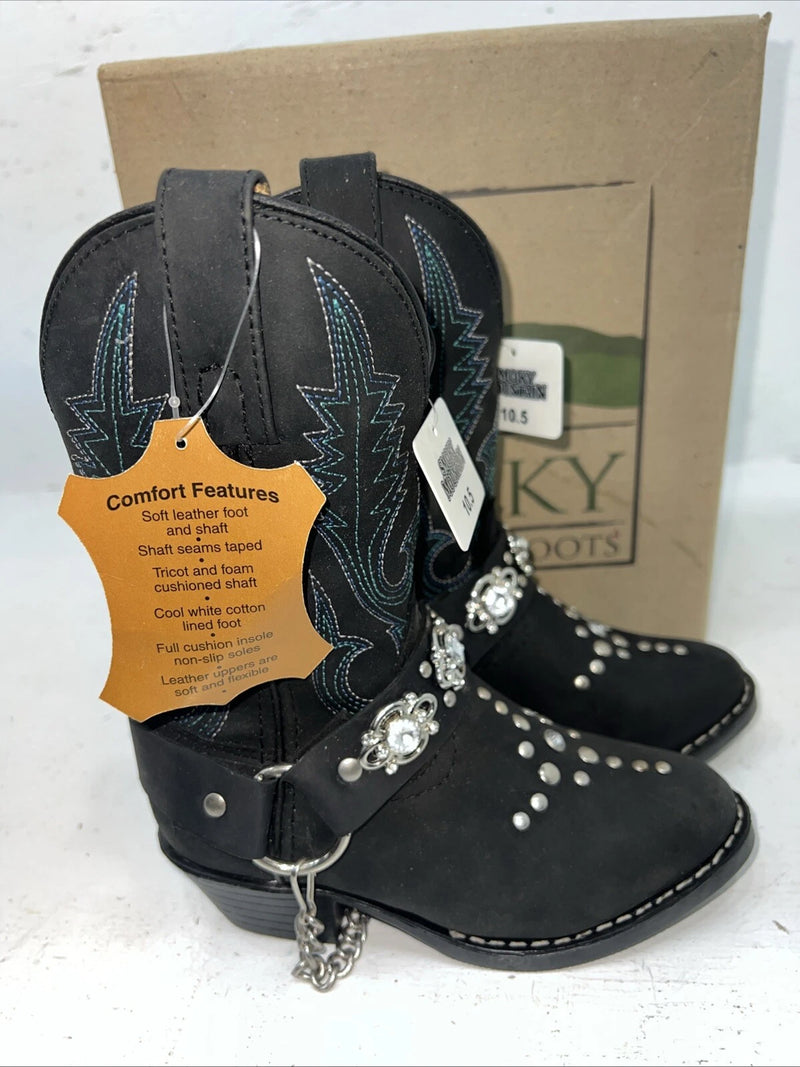 New Children Black Smoky Mountain Cowboy Boots. 3283 C. 10.5 10 1/2 D. 24-48