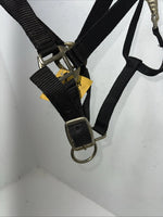 New Showman Nylon Black Halter With Genuine Leather Head Piece #6657 W-50