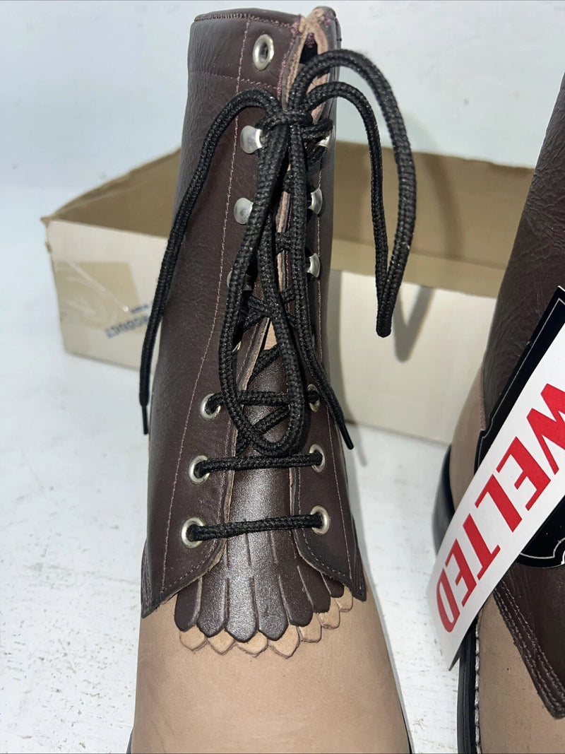New Women’s Brown A Jama Product Lace Up Cowboy Boots. 6.5 6 1/2 D. 19-87