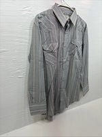 New men’s Mesquite Gray Stripe Long Sleeve Pearl Snap 16 Large F-70