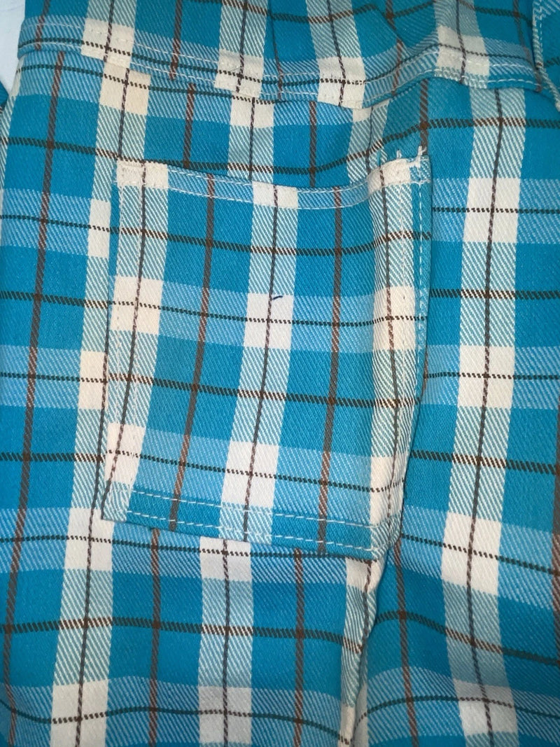 New Vintage Blue Plaid Prior Polyester Pants #C18530 VV-20