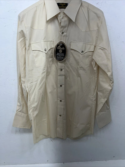 New Men’s Yellow Circle S Pearl Snap Long Sleeve Shirt 15x32 M P-33