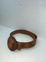 New Brown Genuine Leather Eagle Tooled 34” Belt #WS641 Z-139