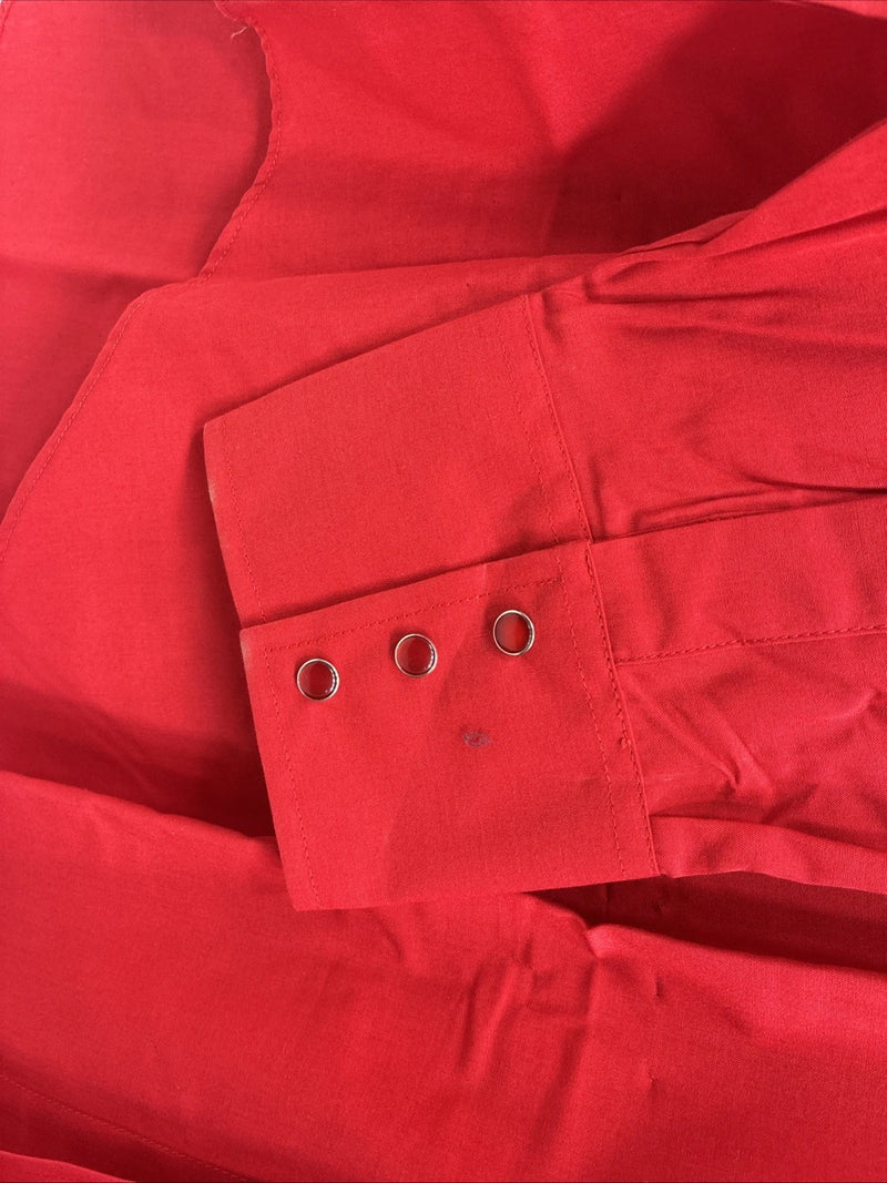 New Men’s ELY Cattleman Red Long Sleeve Pearl Snap 18.5 X 35 2XL AA-62 