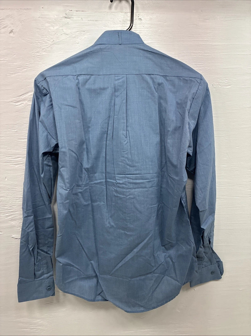 New Wayne Scott Blue Long Sleeve Button Up English Shirt Small AA-83