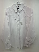 New Women’s White Horse White Gem Long Sleeve Pearl Snap 2XL GG-51