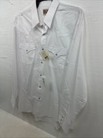 New Men’s ELY Cattleman White Long Sleeve Pearl Snap 16.5 X 36 Large CC-38
