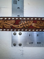 New Red Genuine Leather Longhorn Tooled 32” Belt #82828 NN-60