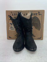 New Men’s Black American West Cowboy Boots. 6801 9 D. 3-82
