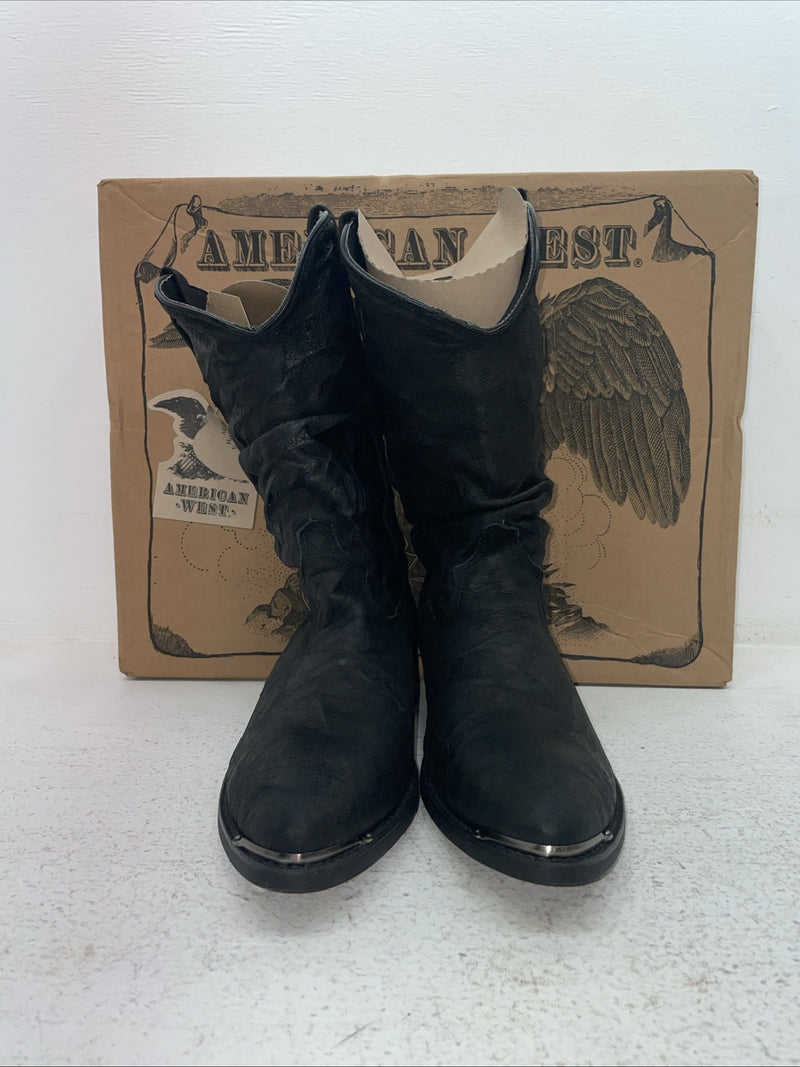 New Men’s Black American West Cowboy Boots. 6801 9 D. 3-82