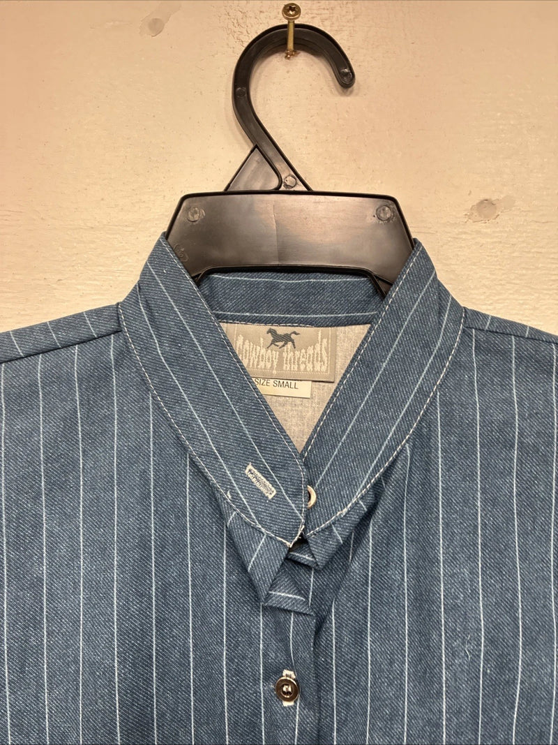 New Women’s Cowboy Threads Blue Stripe Long Sleeve Button Up Size Small KK-57