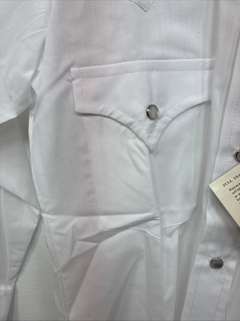 New Boys ELY Cattleman White Long Sleeve Pearl Snap Size 8 MM-15