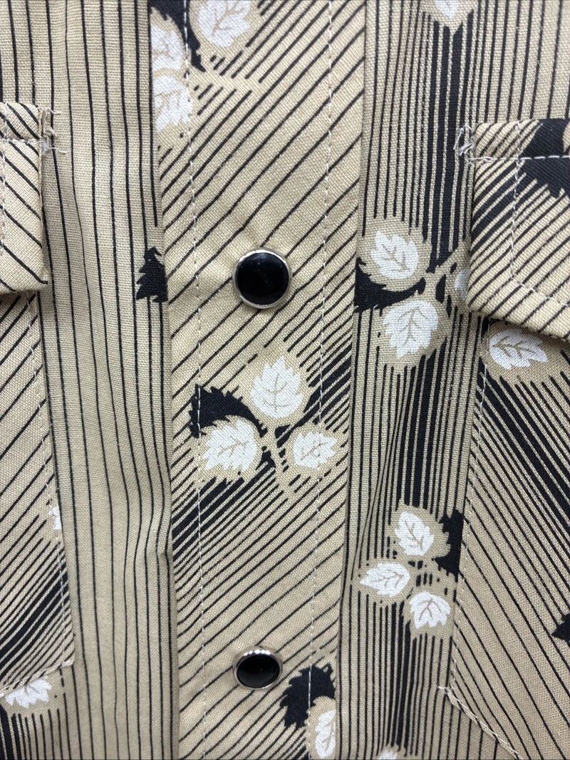New Men’s ELY Plains Multicolor Leaf Design Long Sleeve Pearl Snap 16 Large Q-56