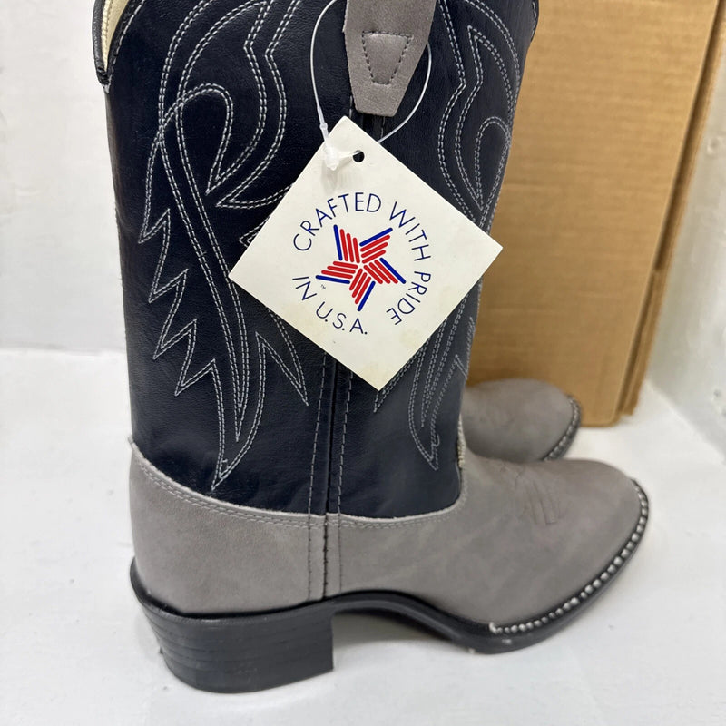 NEW Bronco brand Western Boots, Grey With Blue Tops, Men Size 5D.  #1-10