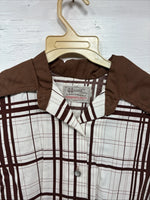 New Men’s H Bar C Brown White Stripe Long Sleeve Pearl Snap XS J-66