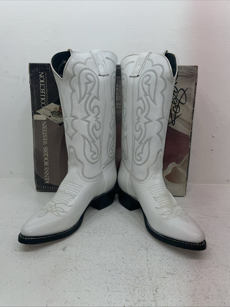 New Women’s White Kenny Roger’s Cowboy Boots. 50507 9.5 9 1/2 D. 5-37 