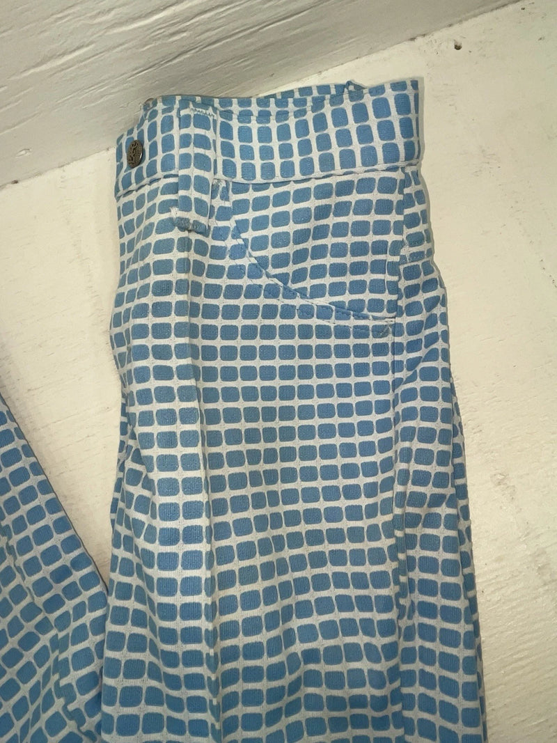 New Vintage Blue Checkered Lee Polyester Pants #2652644 VV-75