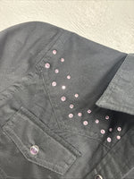 New Kids Cumberland Black Rhinestone Long Sleeve Pearl Snap Medium YY-19