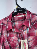 New Women’s Cumberland Pink Plaid Long Sleeve Pearl Snap Medium LL-49
