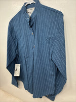 New Women’s Cowboy Threads Blue Stripe Long Sleeve Button Up Medium YY-79