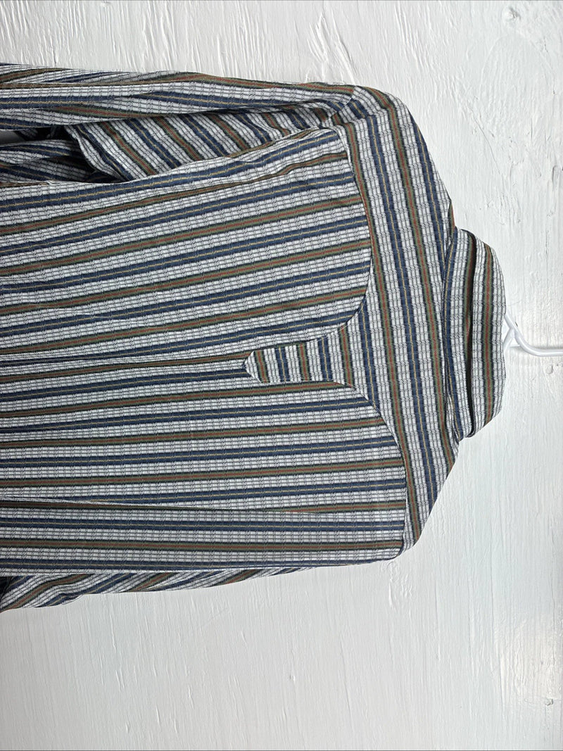 New Men’s RocketMount multicolor Stripe Long Sleeve Pearl Snap XL M-61