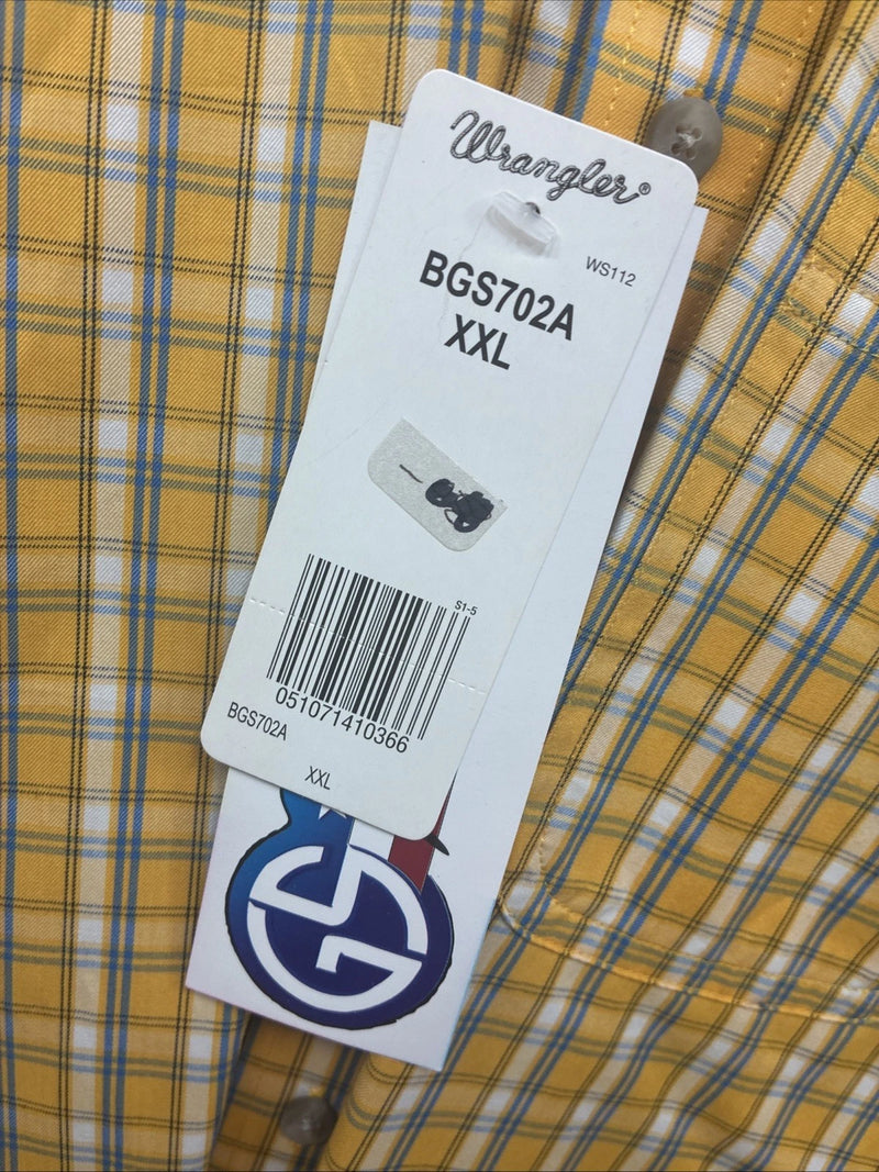 New Boys Wrangler yellow Flannel Long Sleeve Button Up 2XL F-95