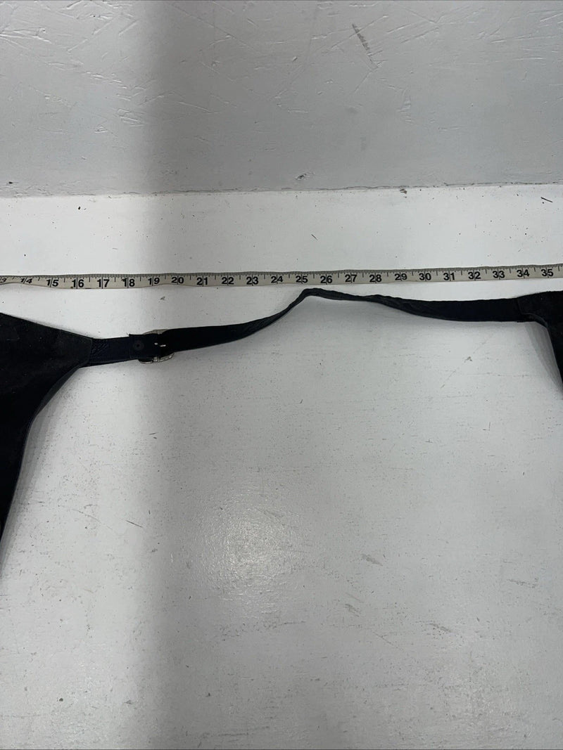 NOS Black Leather Show Chaps Adjustable Waist 45” Small N-37
