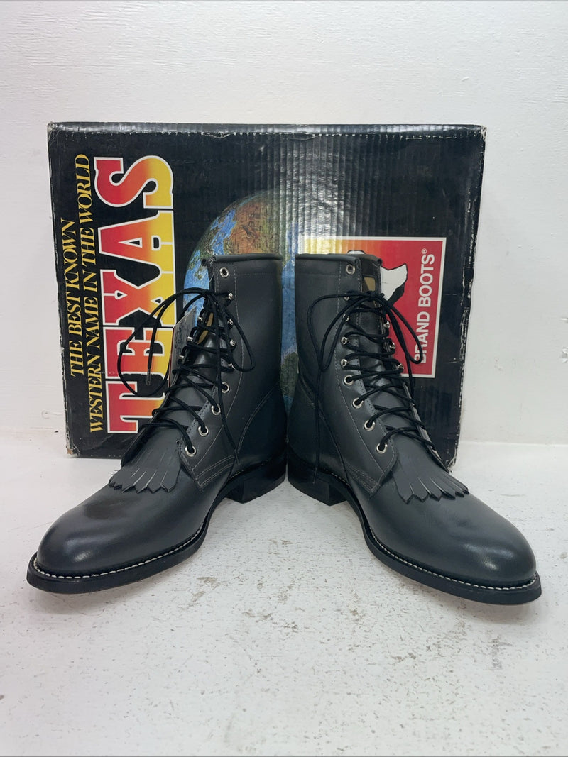 New Men’s Gray Lace Up Texas Brand Cowboy Boots. 8852 10 E E. 7-35