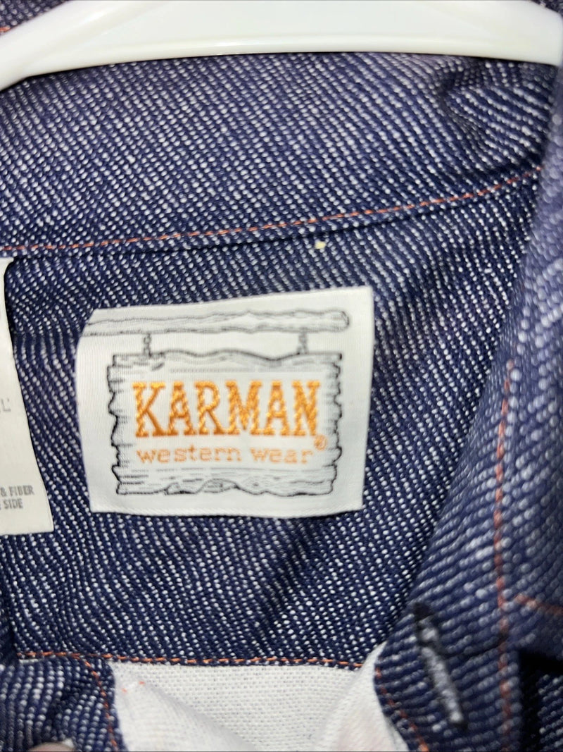 New Men’s Denim Karman Pearl Snap Long Sleeve Shirt 14.5x33 Small P-23