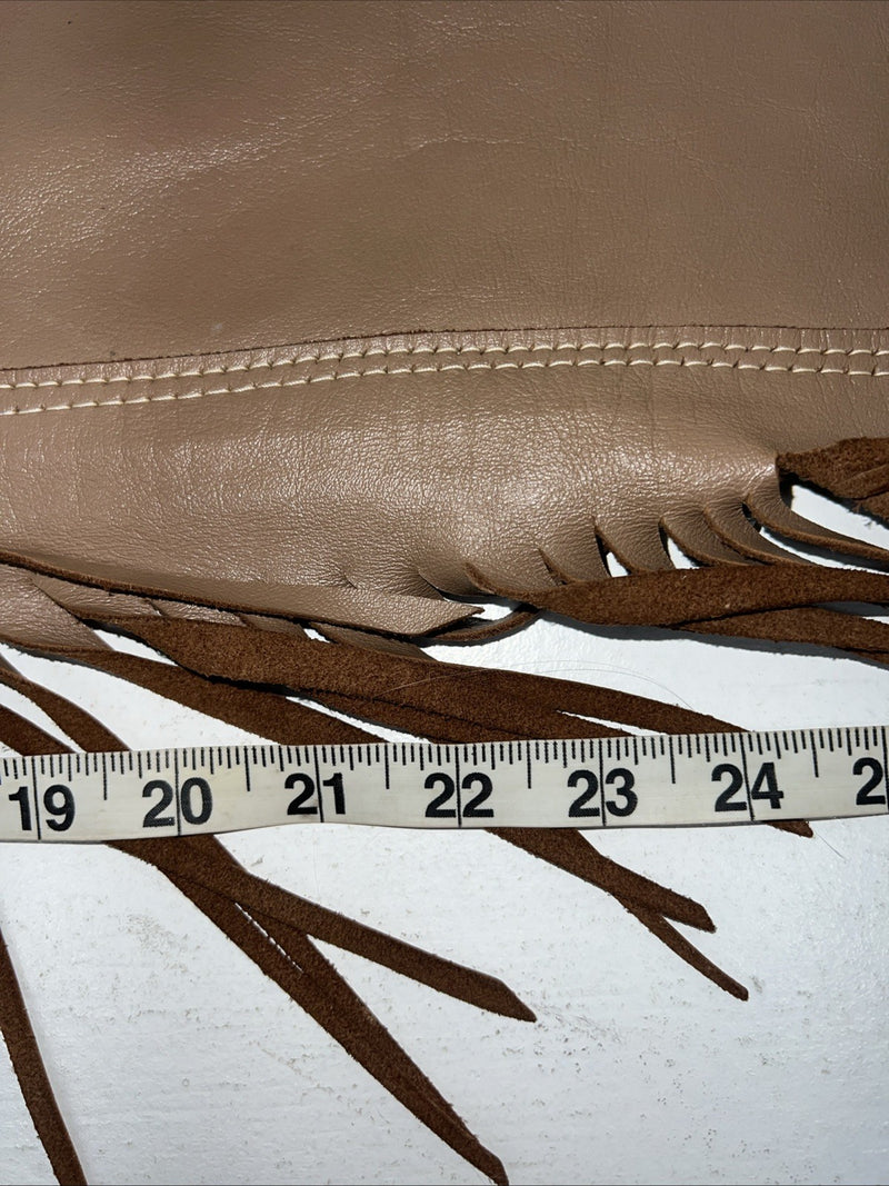 NOS Brown Show Chaps With Fringe Adjustable Waist 33” I-64